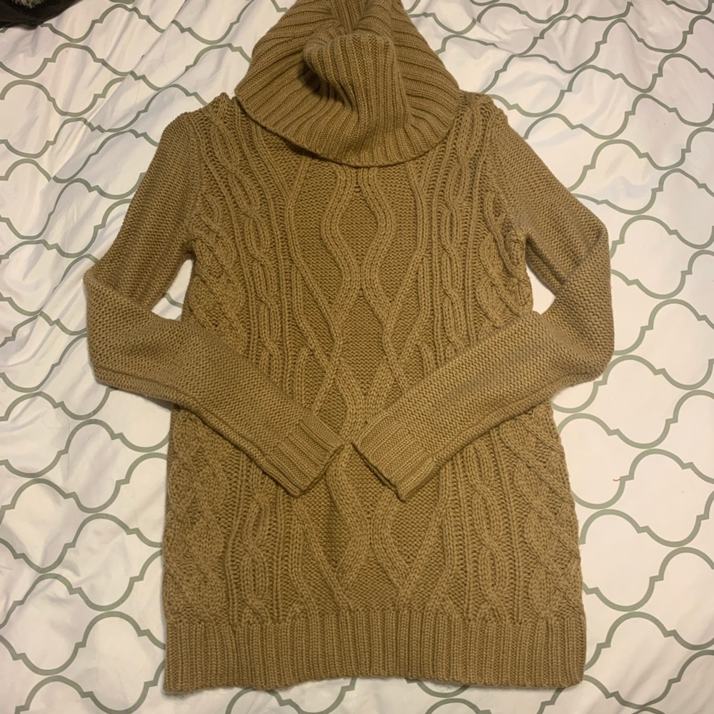 Cowl Neck Cable Knit Sweater